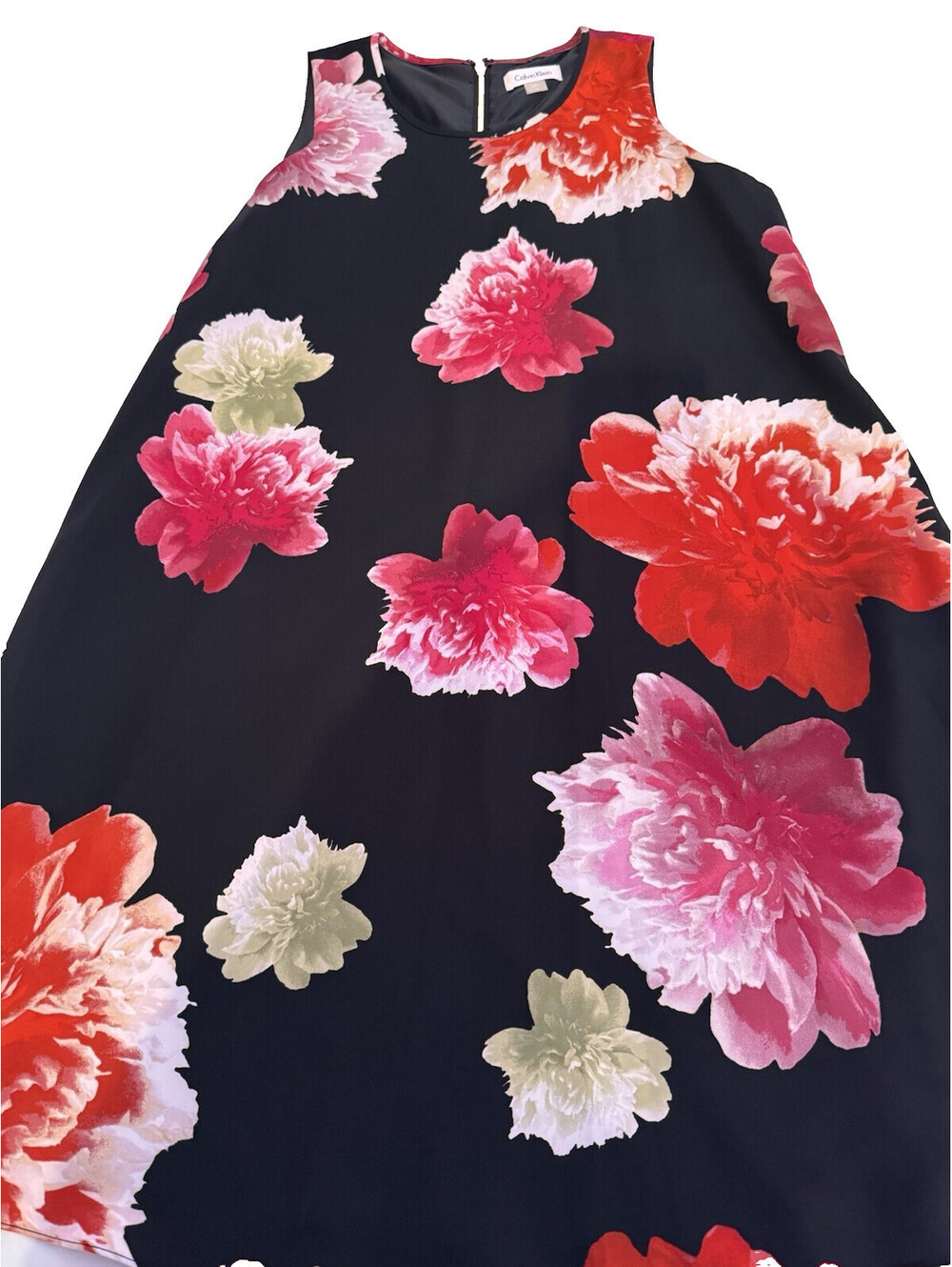 Calvin Klein Bold Floral Spring Wedding Guest Dress Black Womens 10 Cottagecore - Picture 2 of 8